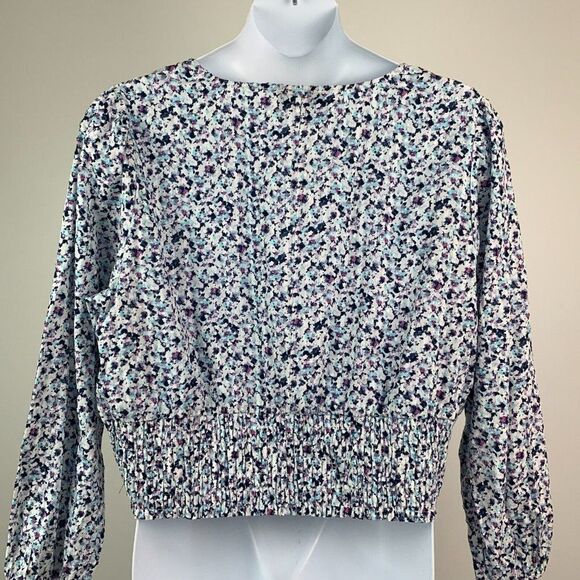 Lane Bryant sz 20 1X Blouse Floral Cropped Long Sleeve V-neck  New NWT - Picture 5 of 10